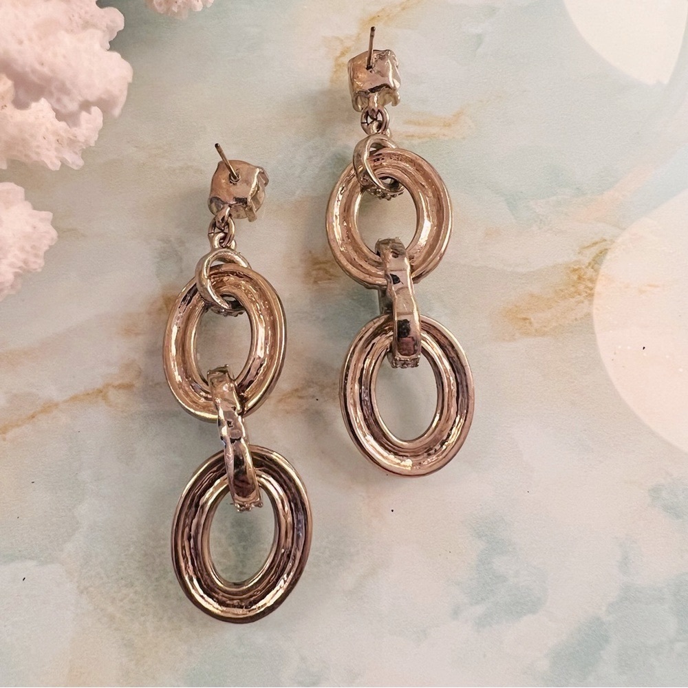 Dangling Rhinestone Chunky Links Statement Earrin… - image 2